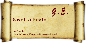 Gavrila Ervin névjegykártya